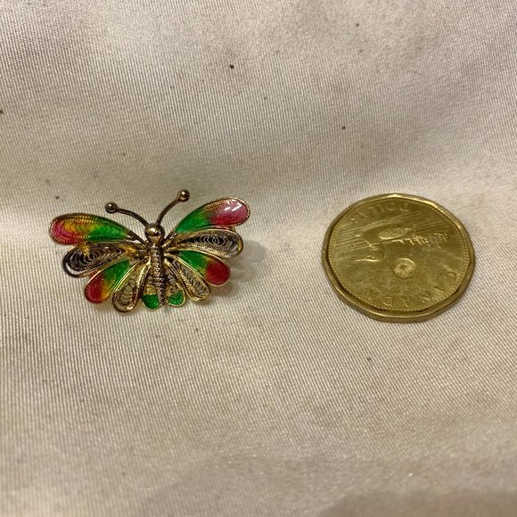 💝Vintage Vermeil Filigree Silver Buttefly Brooch 800 - Picture 4 of 5